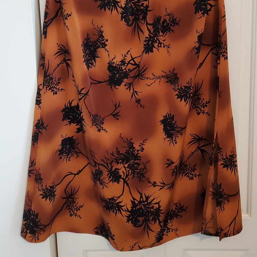 Maggie Sweet Midi length skirt 1X black, brown and gold.